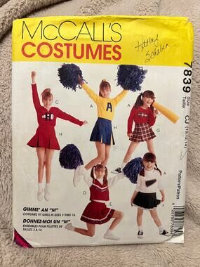 McCalls 7839 Sewing pattern girls cheerleader costume size 10 12 14
